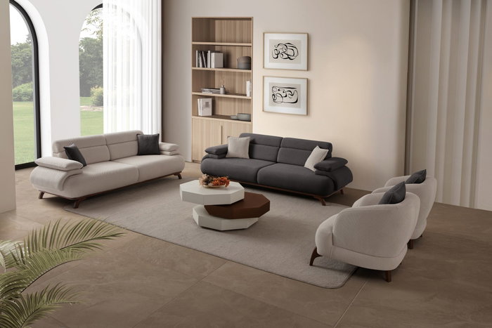 Atelier Del Sofa Bonjo Walnut - Anthracite Sofá de 3 Plazas Atelier Del Sofa Bonjo Walnut - Anthracite Sofá de 3 Plazas